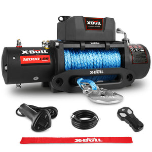 X-BULL 12000LBS Electric Winch 12V | 4x4 Synthetic Rope | 4WD Car with Winch Mounting Plate