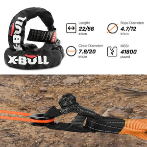 X-BULL 4WD Recovery Kit | Snatch Strap + Soft Shackles + Folding Shovel | 4x4 Survival Gear