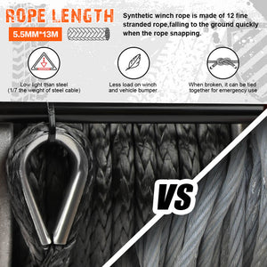 ZESUPER 12V Electric Winch | 4500lb Synthetic Rope | Boat Winch | ATV Winch | Trailer Winch | 4WD