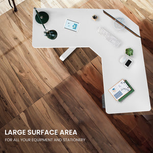 FORTIA Dual-Motor Adjustable Sit-Stand Corner Desk | 98W x 98W x 48D | White Frame