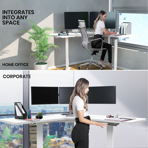 FORTIA Dual-Motor Adjustable Sit-Stand Corner Desk | 98W x 98W x 48D | White Frame