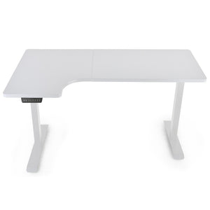 FORTIA Dual-Motor Adjustable Sit-Stand Corner Desk | 145W x 60D x 85D | Left-Hand Side | White Frame