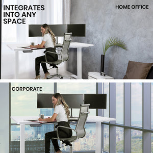 FORTIA Dual-Motor Adjustable Sit-Stand Corner Desk | 145W x 60D x 85D | Left-Hand Side | White Frame