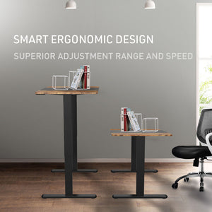Fortia Sit To Stand Up Standing Desk | 120x60cm | 72-118cm Electric Height Adjustable | 70kg Rated | Walnut Style/Black Frame