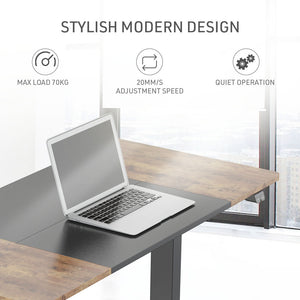 Fortia Sit To Stand Up Standing Desk | 120x60cm | 72-118cm Electric Height Adjustable | 70kg Rated | Walnut Style/Black Frame