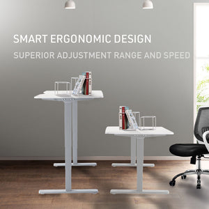 Fortia Sit To Stand Up Standing Desk | 120x60cm | 72-118cm Electric Height Adjustable | 70kg Rated | White/White Frame