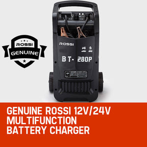 ROSSI 280 Amp Car Battery Charger | 12V/24V Jump Starter | for ATV Boat | Truck | Tractor | 15A Plug