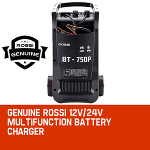 ROSSI 750 Amp Car Battery Charger | 12V/24V Jump Starter | for ATV Boat Truck Tractor | 15A Plug