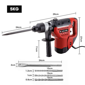 BAUMR-AG Electric Rotary Hammer Drill | 1500W | 2 Bonus Chisels & 3 Drill Bits