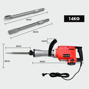 BAUMR-AG Electric Demolition Jackhammer | 2200W Pro-Grade | 3 Bonus Chisels | Steel Carry Case