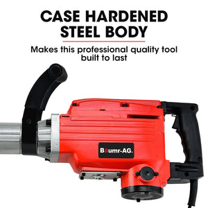 BAUMR-AG Electric Demolition Jackhammer | 2200W Pro-Grade | 3 Bonus Chisels | Steel Carry Case