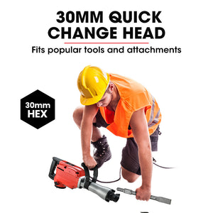 BAUMR-AG Electric Demolition Jackhammer | 2200W Pro-Grade | 3 Bonus Chisels | Steel Carry Case