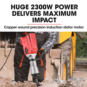 BAUMR-AG Electric Demolition Jackhammer | 2300W Pro-Grade | 3 Bonus Chisels | Carry Case