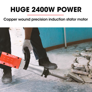 BAUMR-AG Electric Demolition Jackhammer | 2400W Pro-Grade | 3 Bonus Chisels | Carry Case