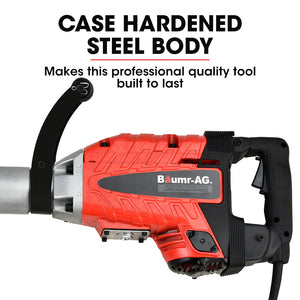 BAUMR-AG Electric Demolition Jackhammer | 2400W Pro-Grade | 3 Bonus Chisels | Carry Case