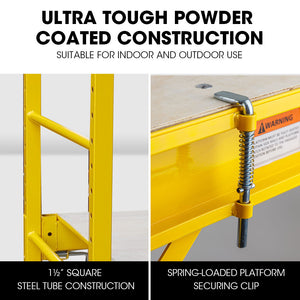 Baumr-AG Adjustable Mobile Scaffold Platform | 1.9 x 0.8 x 1.8m | Guard Rail | Outrigger Wheel Set | Trapdoor Hatch