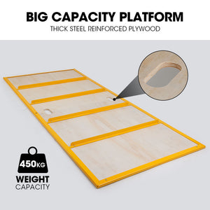 Baumr-AG Adjustable Mobile Scaffold Platform | 1.9 x 0.8 x 1.8m | Guard Rail | Outrigger Wheel Set | Trapdoor Hatch