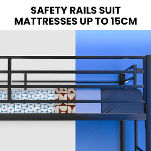 KINGSTON SLUMBER Loft Bunk Bed | Single on Top & Double Below | Space-Saving Design | Matte Dark Grey