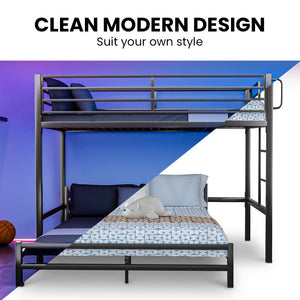 KINGSTON SLUMBER Loft Bunk Bed | Single on Top & Double Below | Space-Saving Design | Matte Dark Grey