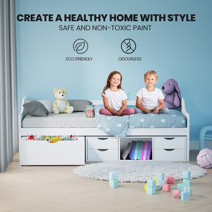 Kingston Slumber Wooden Single Sofa Bed Frame | Built-in Storage Drawers | White