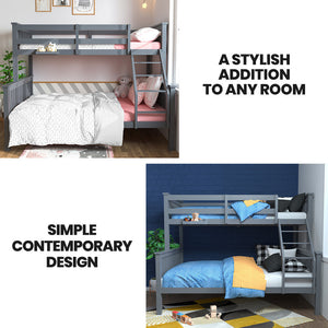 Kingston Slumber Triple Bunk Bed | Single Over Double | Solid Pine Wood | Convertible Design | Grey