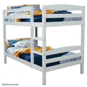 KINGSTON SLUMBER Single Bunk Bed Frame | Solid Pine 2-in-1 Modular Design, White