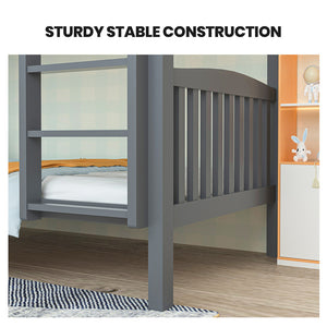 Kingston Slumber Single Bunk Bed Frame | Solid Pine Wood | Modular Design | Grey