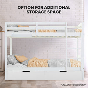 Kingston Slumber Single Bunk Bed Frame | Solid Pine Wood | Modular Design | White