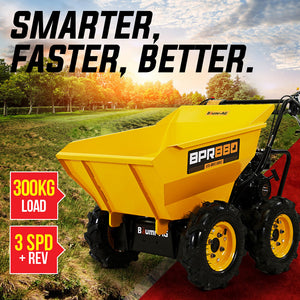 Baumr-AG Power Wheelbarrow | Motorised Petrol Mini Dumper | Self-Dumping