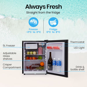 GECKO 70L Portable Fridge/Freezer | Camping | Caravan | Car Fridges | 12V/24V/240V | Black