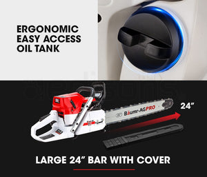 BAUMR-AG Petrol Chainsaw | 24" Bar | Commercial E-Start | Top Handle Tree Pruning Saw