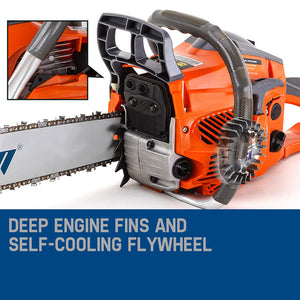MTM Petrol Chainsaw | 22" Bar | E-Start Tree Pruning | Commercial Top Handle Saw
