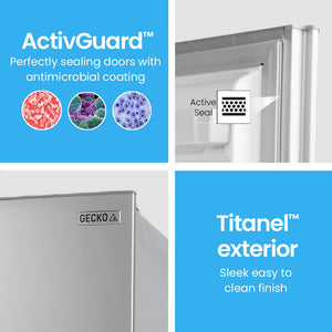 GECKO 139L Upright Portable Fridge/Freezer | 12V/24V/240V for Motorhome & Caravan | Silver