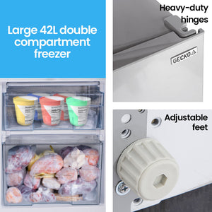 GECKO 139L Upright Portable Fridge/Freezer | 12V/24V/240V for Motorhome & Caravan | Silver