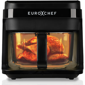 EUROCHEF Air Fryer | 6.5L | Electric Digital Airfryer | Glass Container | Black