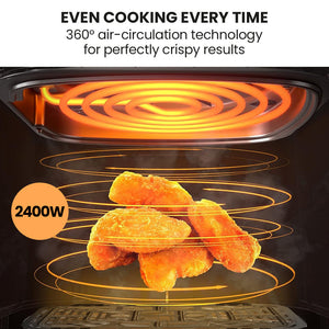 EUROCHEF Air Fryer | 9L | Dual Zone | Electric Digital Airfryer | Twin Drawers | Black/Silver