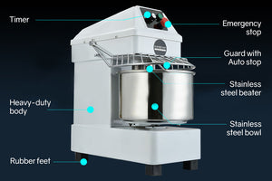 EUROCHEF Spiral Dough Mixer | 10L | Commercial Bakery Kneader