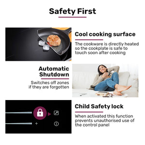 EUROCHEF Induction Cooktop | 60cm | 4 Zone | 7200W | Dual Link Bridged Zone | Touch Controls