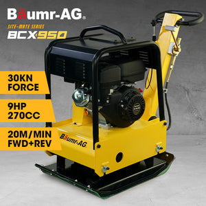 BAUMR-AG Vibratory Plate Compactor | 185kg | 9HP 270cc | 500x700mm | With Wheel Kit | For Sand Soil Gravel Asphalt