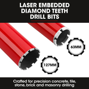 BAUMR-AG 2000W Handheld Core Drill w/ Stand | 160mm Coring Capacity | 63mm & 127mm Drill Bit Combo