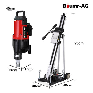 Baumr-AG | Concrete Core Drill | 3200W | 300mm Wet/Dry | Wheeled Stand Combo | Hole Drilling
