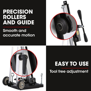 BAUMR-AG Adjustable Core Drill Stand | Wheeled Rig Base for Stability