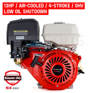 Baumr-AG | Petrol Stationary Engine | 13HP | 4-Stroke OHV Motor | Horizontal Shaft | Recoil Start