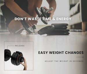 ATIVAFIT 32.5kg Single Adjustable Weight Dumbbell | Home Gym Fitness Training