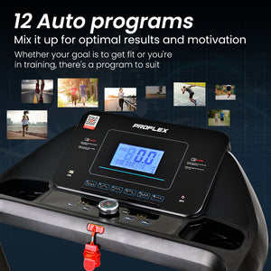 PROFLEX TRX4 Electric Treadmill | Foldable, Medium Size, Suspension, Bluetooth, USB/MP3, Pulse Sensors, Fitness Tracker