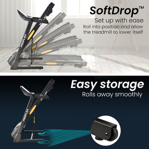 PROFLEX TRX4 Electric Treadmill | Foldable, Medium Size, Suspension, Bluetooth, USB/MP3, Pulse Sensors, Fitness Tracker