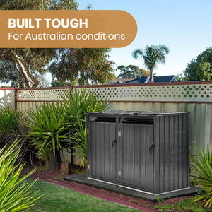 PLANTCRAFT | Double Steel Wheelie Bin Storage Shed | Enclosure with 2 Doors