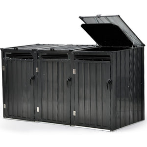 PLANTCRAFT | Triple Steel Wheelie Bin Storage Shed | Enclosure with 3 Doors