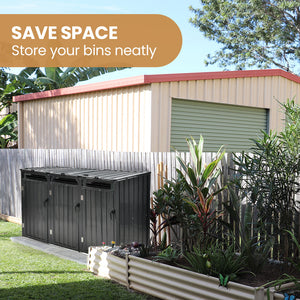 PLANTCRAFT | Triple Steel Wheelie Bin Storage Shed | Enclosure with 3 Doors