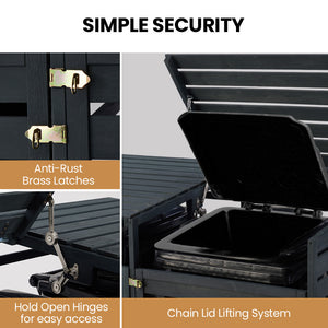 PlantCraft Double Wood Wheelie Bins Storage Shed | 2-Door Garbage Bin Enclosure